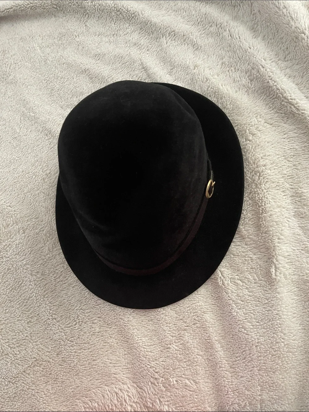 Dobbs Classic Black Bowler Hat with Gold Buckle Women’s M L